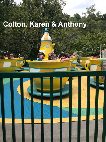 Karen Duquette on an amusement ride