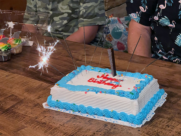 birthday cake and sparklers