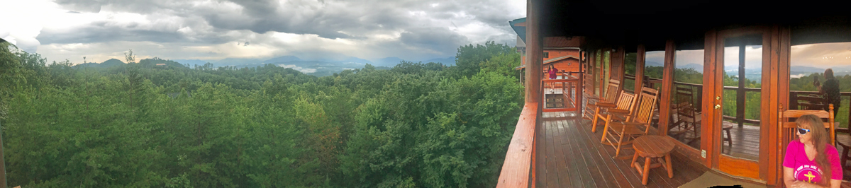 Karen Duquette on the back porch