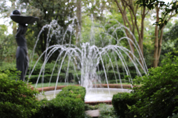 water fountain in The Biedenharn Garden