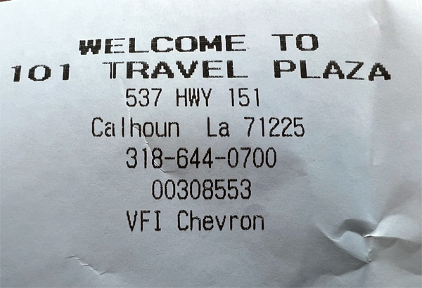 101 Travel Plaza sign in Calhoun LA