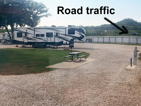 road traffic at Cactus Rose RV Park