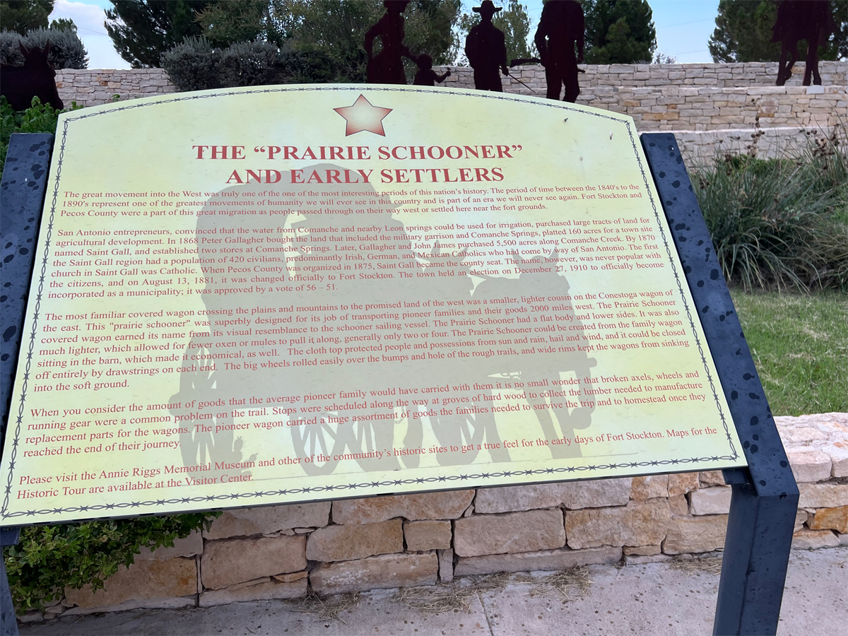 sign about the Early Settlers in Fort Stockton