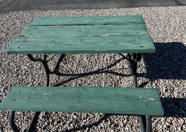 broken picnic table