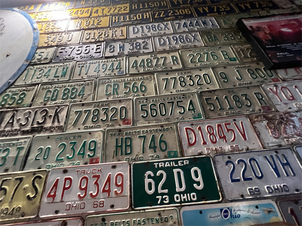inside Raceway Bar and Grill - license plates