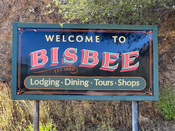 Welome to Bisbee sign