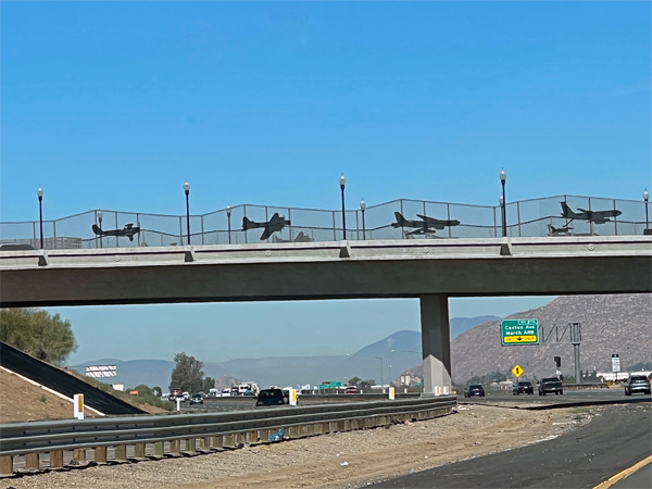 Airplane decor on a bridge