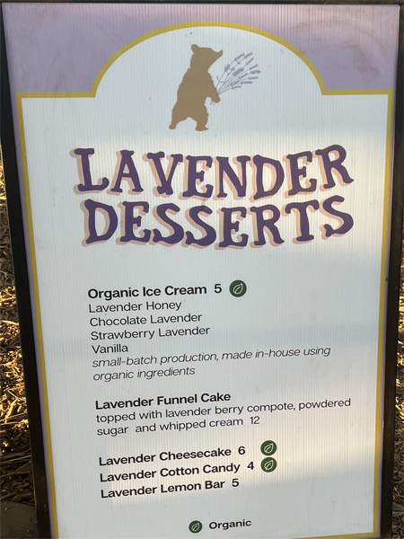 Lavender dessert menu