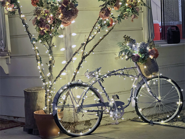 White lights on a bicycle