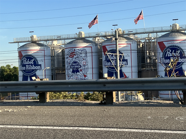 Pabst Blue Ribbon beer tanks