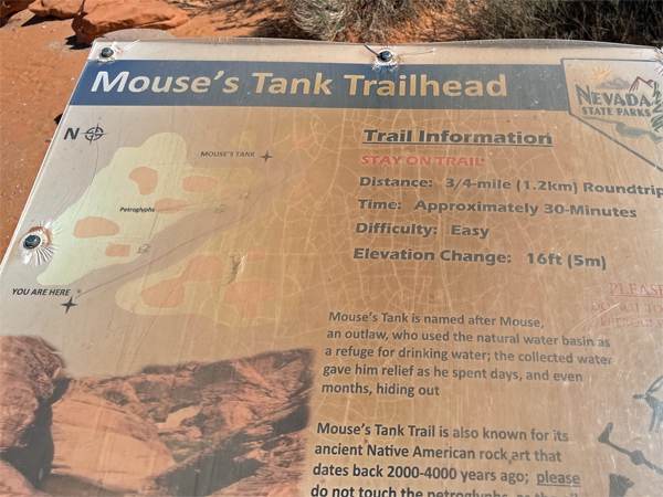 Mouse's tank trailhead sign