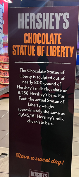 Chocolate State of Liberty sign