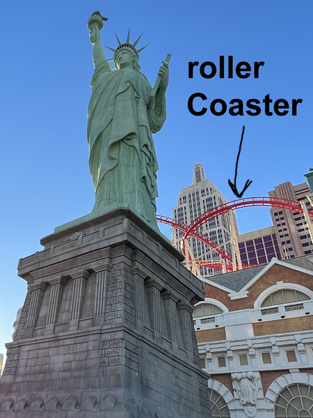 Statue of Liberty and roller coaster
