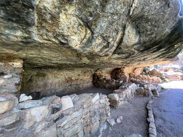 former homes of ancient inhabitantsand the path