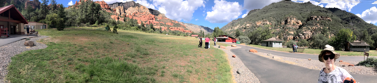 Karen Duquette and a panorama of the entrance