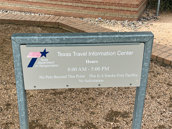 Texas Travel Information Center sign