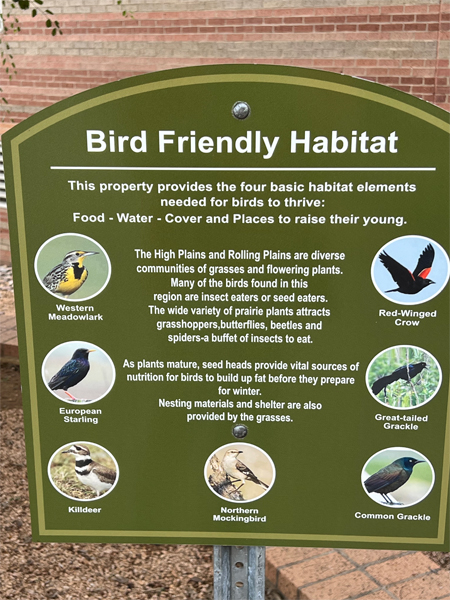 Bird friendly Habitat sign