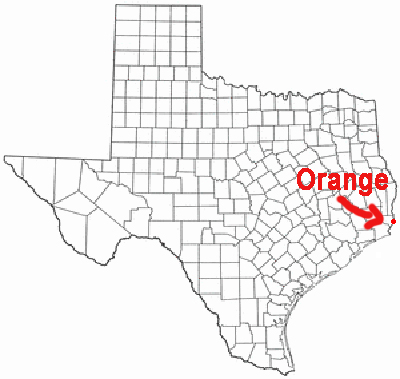 map showing location of Orange TX