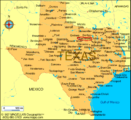 TX map showing location of Fort Worth
