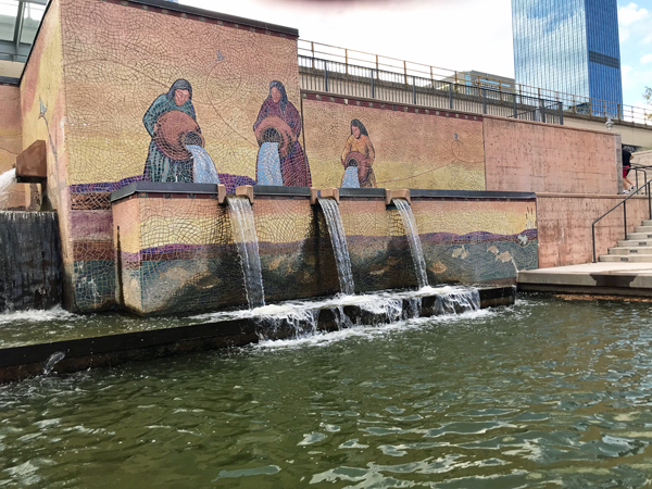 water trough and mural