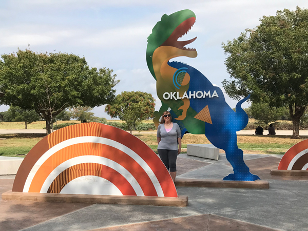Oklahoma dinosaur and Karen Duquette
