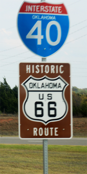 I-40 and US 66 route sign