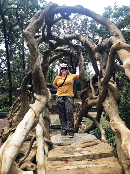 Karen Duquette on the amazing arched entry bridge