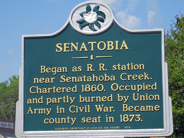 Senatobia RR station sign