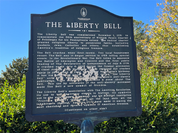 side 1 of The Liberty Bell sign