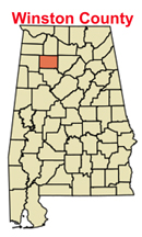 Alabama map showing Winston County