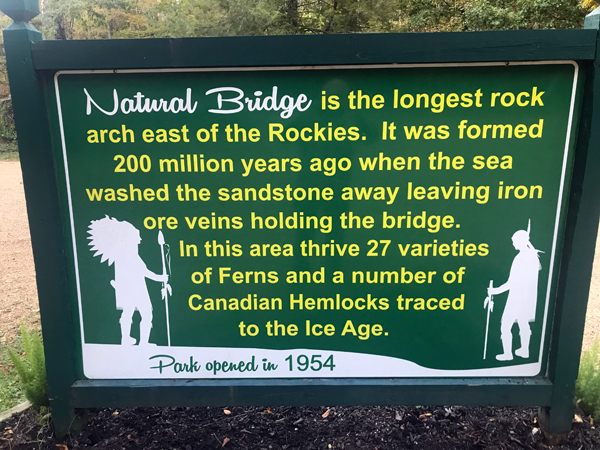 Natural bridge sign