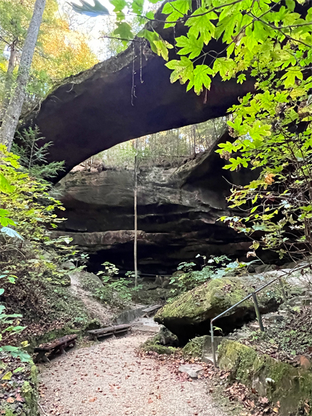 The arch, a moss covered rock and saircase