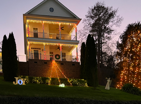 house decorated for Christmas