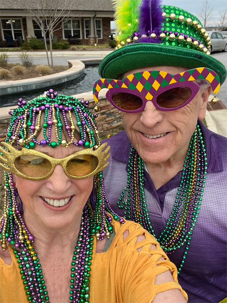 The two RV Gypsies ready for Mardi Gras