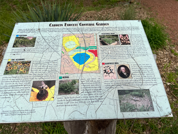 sign about Carolyn Fawcett Converce Garden
