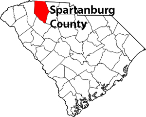 South Carolina map showing location of Spartanburg County
