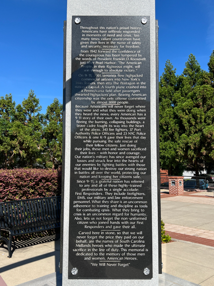 First Responders Memorial column