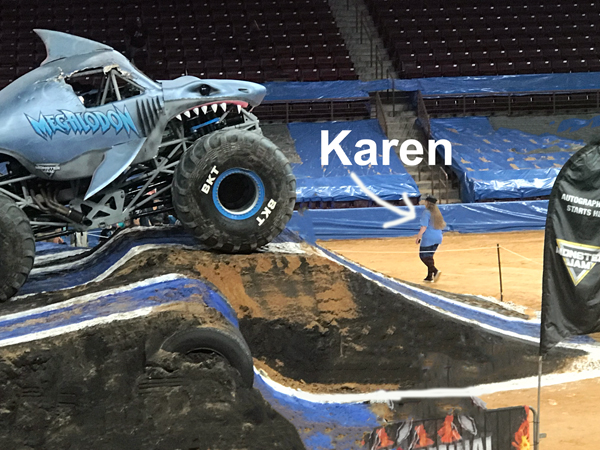 Karen Duquette and the Megalodon monster truck