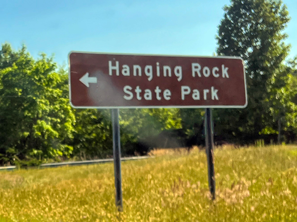 Hanging Rock State Park sign