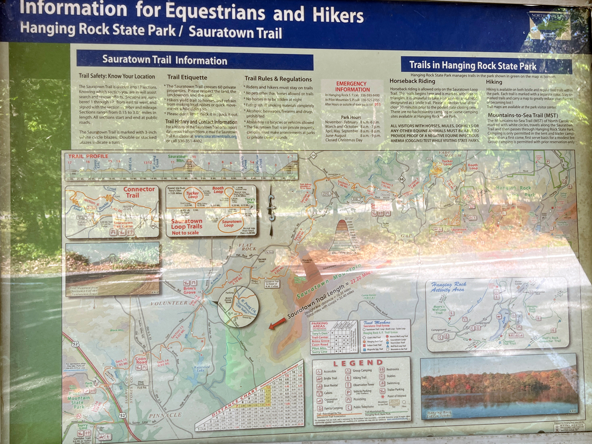 hikers map at Hanging Rock State Park