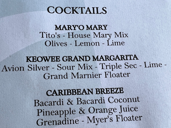 cocktail menu