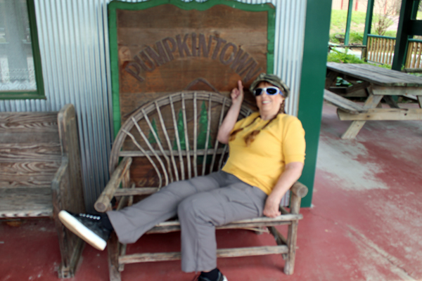 Karen Duquette relaxing in Pumpkintown