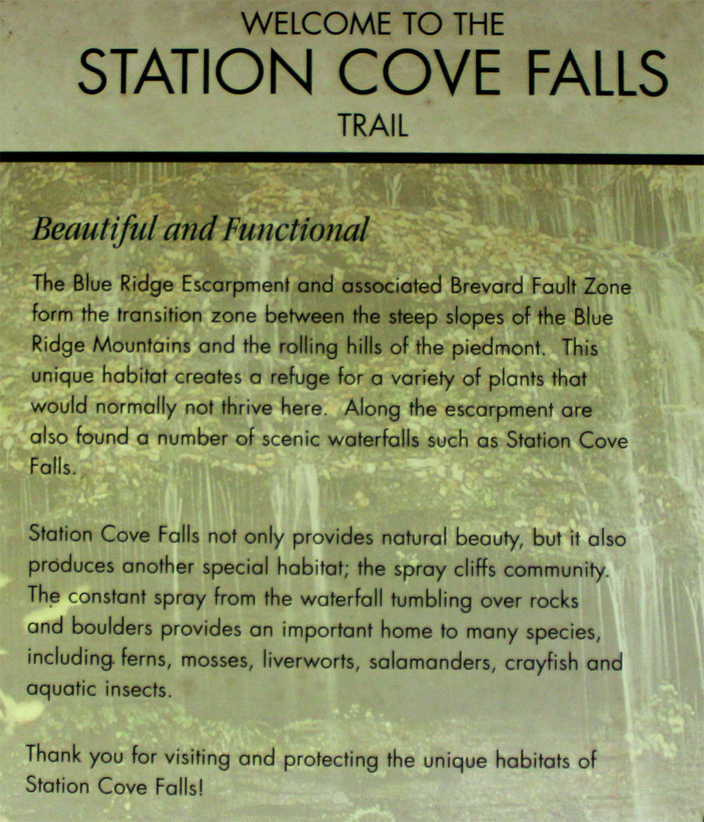 Station Cove Falls trail sign