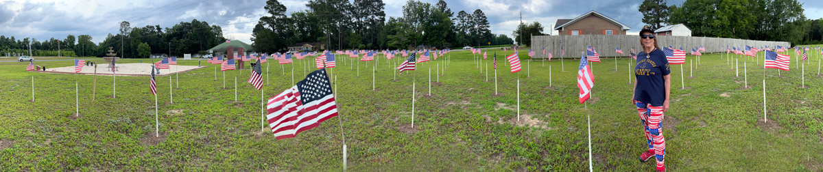 Karen Duquette in her U.S. Navy T-shirt in the Field of Flags&