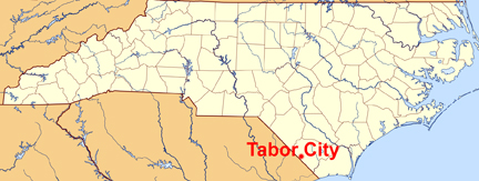 NC map showing location of Tabor City