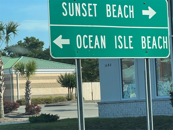 directional sign to Ocean Isle Beach