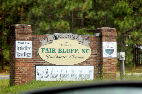 welco;me to Fair Bluff NC sign