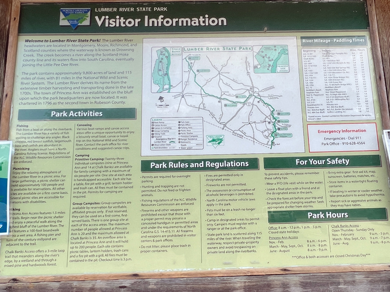 Lumber River State Park map and information