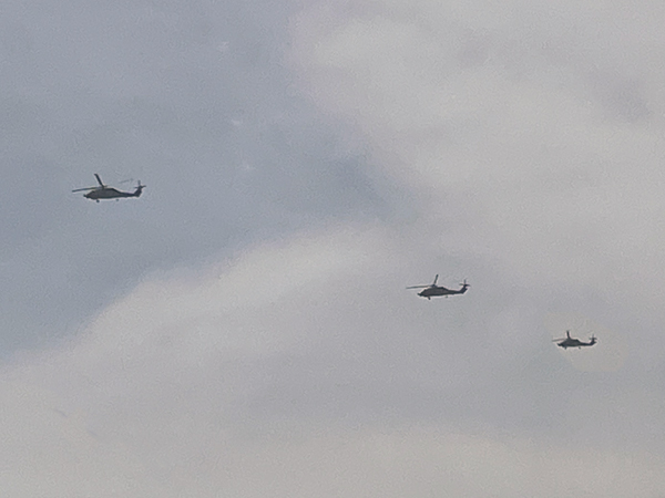 three helicopters