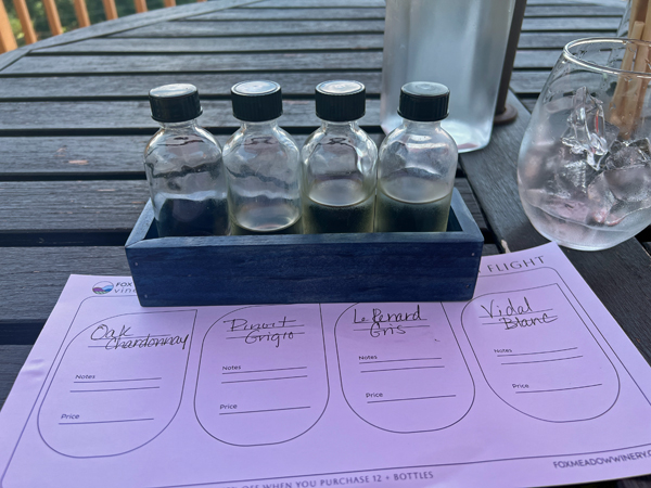 four skimpy wine samples